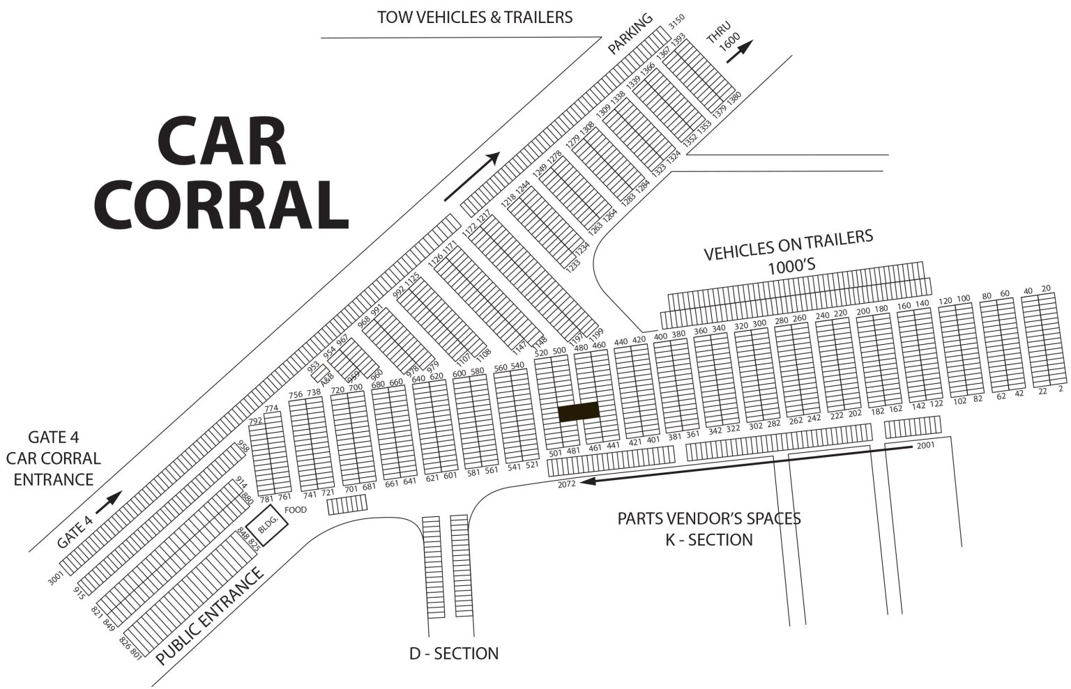 Car corral parking map